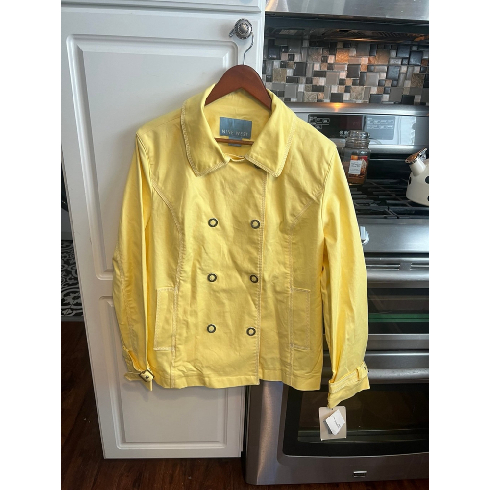 NWT Nine West Yellow Pea Coat Size XL - Picture 2 of 9